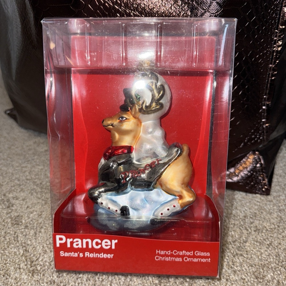 CVS Exclusive 2010 Holiday Santa's Reindeer PRANCER Hand Crafted Glass Ornament